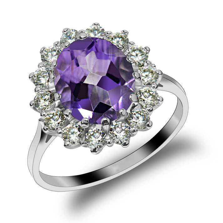 Natural Amethyst & Moissanite Diana Ring