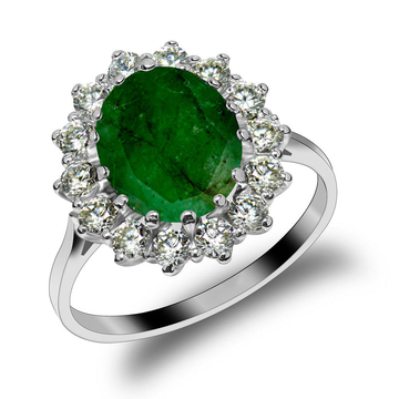 Natural Emerald & Moissanite Diana Ring