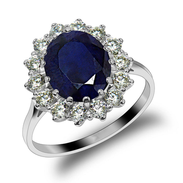 Natural Sapphire & Moissanite Diana Ring