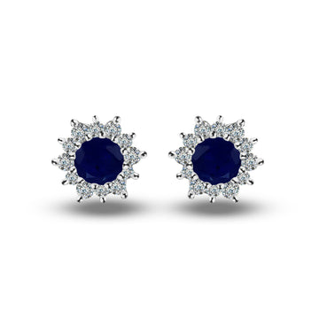 Star Sapphire and Moissanite Earrings