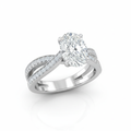 Oval Cut Moissanite Engagement Ring, Criss-Cross Split Shank Style