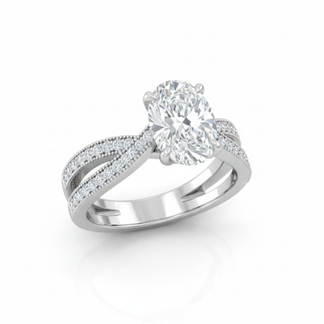 Oval Cut Moissanite Engagement Ring, Criss-Cross Split Shank Style