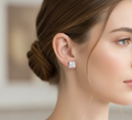 Princess Cut Moissanite Stud Earrings, 4 Prong Setting