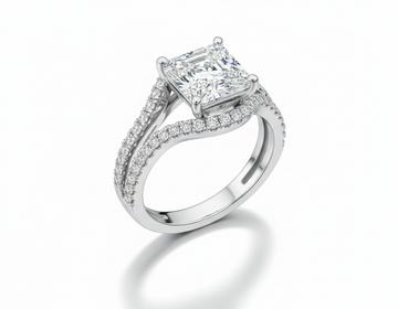 Princess Cut Moissanite Engagement Ring Criss-Cross Design - Franc Laurent