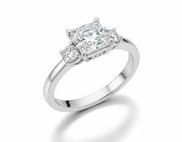 Princess Cut Moissanite Engagemen Ring Three Stone - Franc Laurent