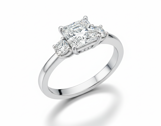 Princess Cut Moissanite Engagemen Ring Three Stone - Franc Laurent