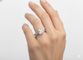 Princess Cut Moissanite Engagement Ring - Twisted Shoulders Stone Set wearing on hand - Franc Laurent
