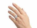 Princess Cut Moissanite Engagement Ring Rubover with Hidden Halo hand wearing - Franc Laurent