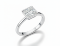 Princess Cut Moissanite Engagement Ring Rubover with Hidden Halo - Franc Laurent