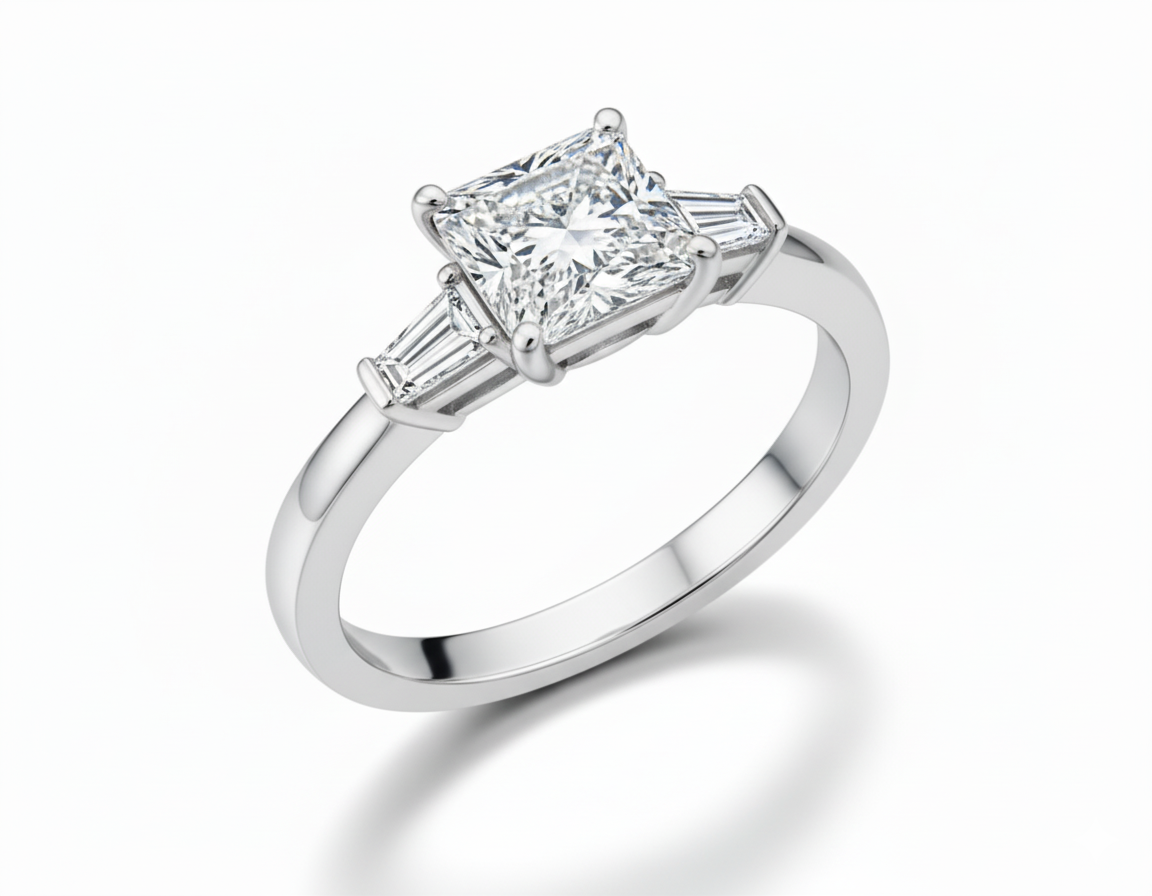 Princess Cut Moissanite Engagement Ring Traditional Design - Franc Laurent
