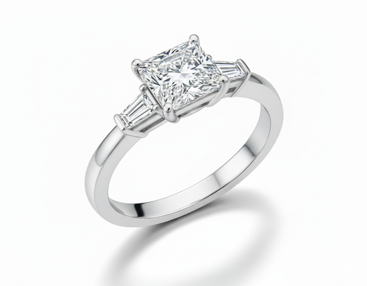 Princess Cut Moissanite Engagement Ring Traditional Design - Franc Laurent