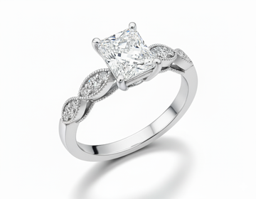 Princess Cut Moissanite Engagement Ring Vintage Style - Franc Laurent