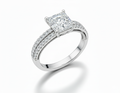 Princess Cut Moissanite Engagement Ring with Pave Shoulder Set - Franc Laurent