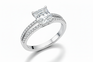 Princess Cut Moissanite Engagement Ring with Split Shank Design - Franc Laurent
