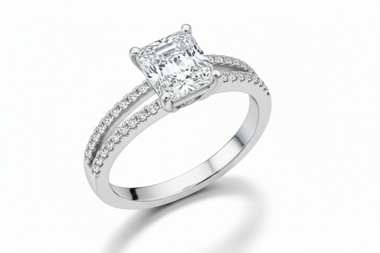 Princess Cut Moissanite Engagement Ring with Split Shank Design - Franc Laurent