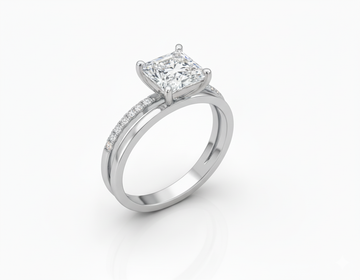 Princess Cut Moissanite Engagement Ring with Classic Design - Franc Laurent