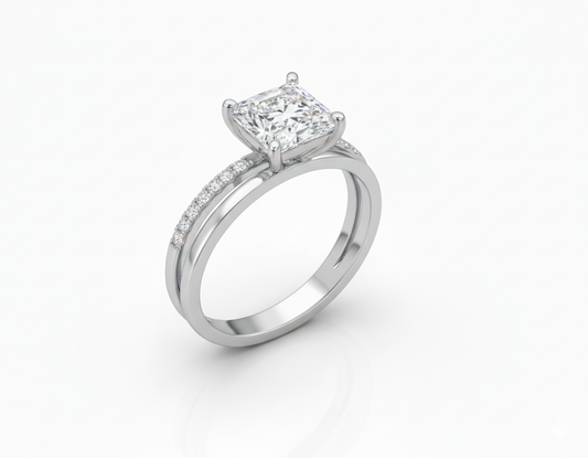 Princess Cut Moissanite Engagement Ring with Classic Design - Franc Laurent