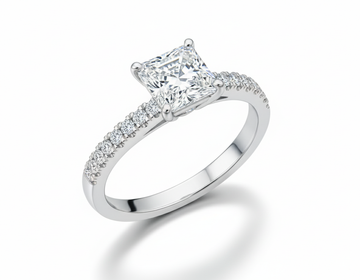 Princess Cut Moissanite Engagement Ring with Classic Halo Design - Franc Laurent