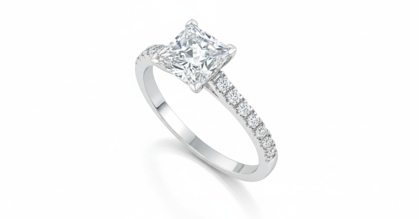 Princess Cut Moissanite Engagement Ring with Classic Style - Franc Laurent