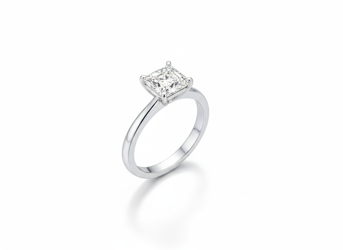 Princess Cut Moissanite Engagement Ring with Elegant Halo Design - Franc Laurent
