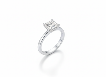 Princess Cut Moissanite Engagement Ring with Elegant Halo Design - Franc Laurent