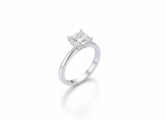 Princess Cut Moissanite Engagement Ring with Elegant Halo Design - Franc Laurent