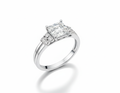 Princess Cut Moissanite Engagement Ring with Hidden Halo and Side Stones - Franc Laurent