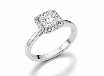 Princess Cut Moissanite Engagement Ring with Modern Halo - Franc Laurent