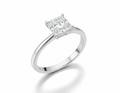 Princess Cut Moissanite Engagement Ring with Plain Band and Hidden Halo - Franc Laurent