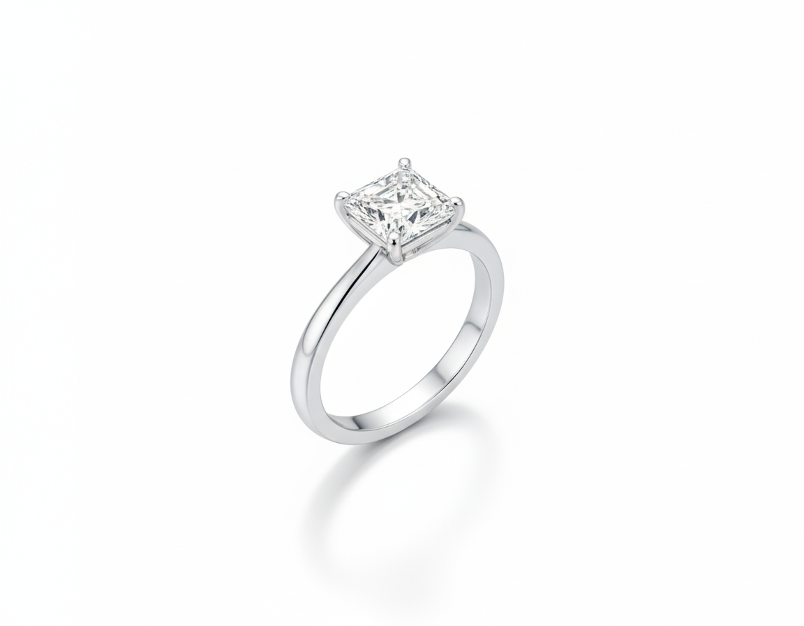 Princess Cut Moissanite Engagement Ring with Refined Classic Style - Franc Laurent