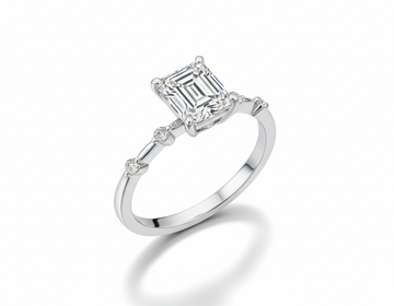 Princess Cut Moissanite Engagement Ring with Stone Set Shoulders - Franc Laurent