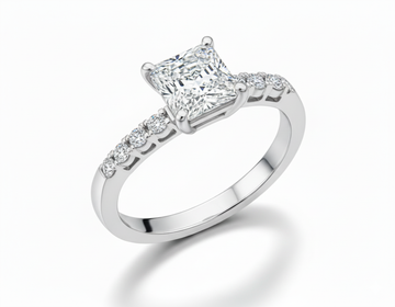 Princess Cut Moissanite Engagement Ring with Halo and Split Shank - Franc Laurent