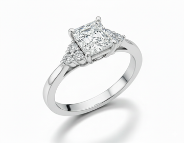 Princess Cut Moissanite Ring Accented with Side Stones - Franc Laurent