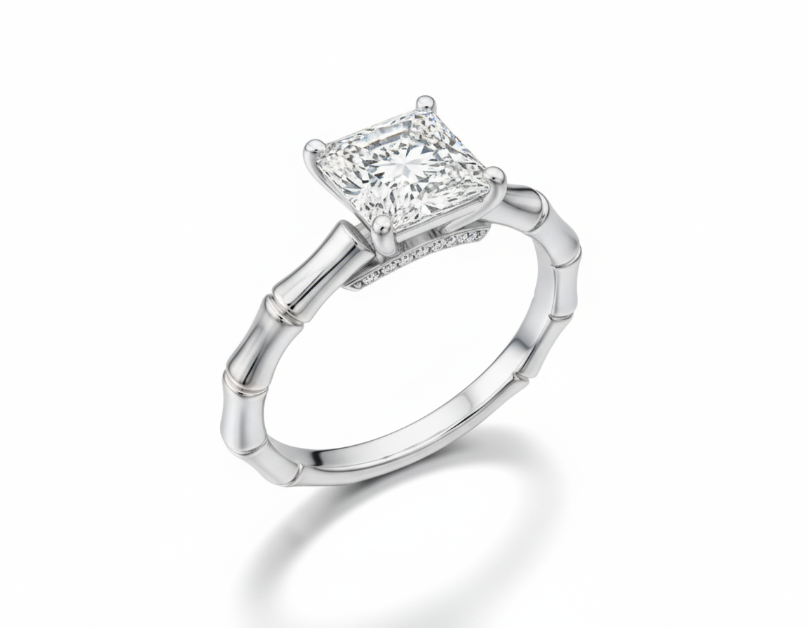 Princess Cut Moissanite Engagement Ring Vintage Style - Franc Laurent