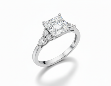 Princess Cut Moissanite Engagement Ring with Vintage Shoulder Set Design - Franc Laurent