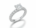 Princess Cut Moissanite Engagement Ring with Stone Set Shoulders and Hidden Halo- Franc Laurent