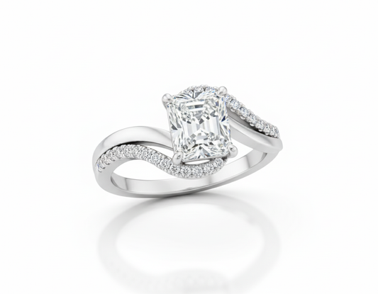 Princess Cut Moissanite Engagement Ring Twist Design - Franc Laurent