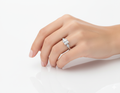 Vintage Princess Cut Moissanite Engagement Ring hand wearing - Franc Laurent