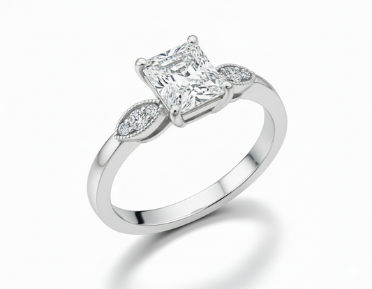 Vintage Princess Cut Moissanite Engagement Ring - Franc Laurent