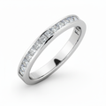 Princess Cut Half Eternity Moissanite Wedding Ring, Rub-Over Channel Setting