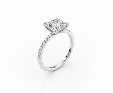 Princess Cut Moissanite Engagement Ring - Hidden Halo Style - Franc Laurent