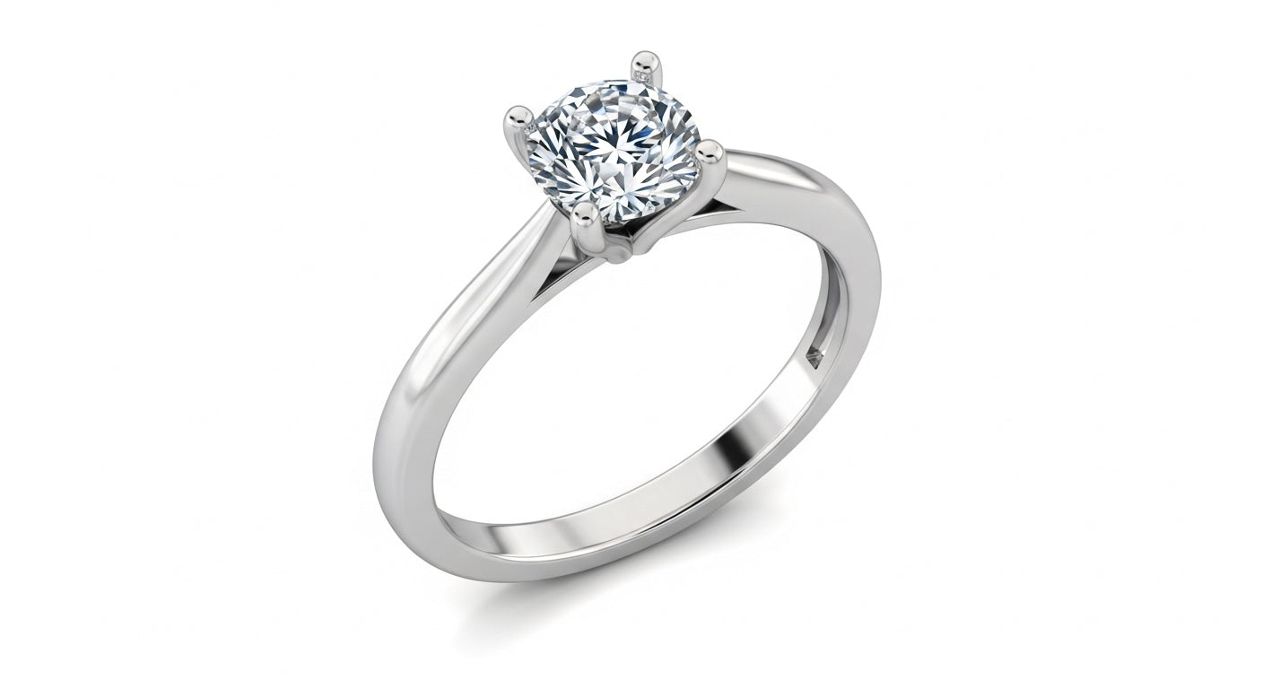 Princess Cut Moissanite Engagement Ring - Plain Band & Hidden Halo Style - Franc Laurent