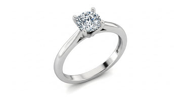 Princess Cut Moissanite Engagement Ring - Plain Band & Hidden Halo Style - Franc Laurent