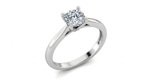 Princess Cut Moissanite Engagement Ring - Plain Band & Hidden Halo Style - Franc Laurent