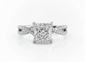 Princess Cut Moissanite Engagement Ring - Twisted Shoulders Stone Set - Franc Laurent