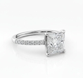 Princess Cut Moissanite Engagement Ring Shoulder Set Ring With Hidden Halo