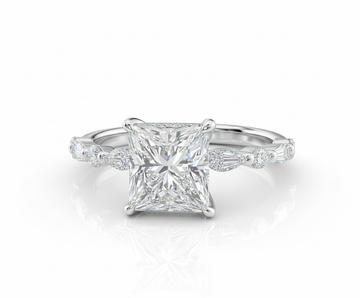 Princess Cut Moissanite Engagement Ring With Hidden Halo Style - Franc Laurent
