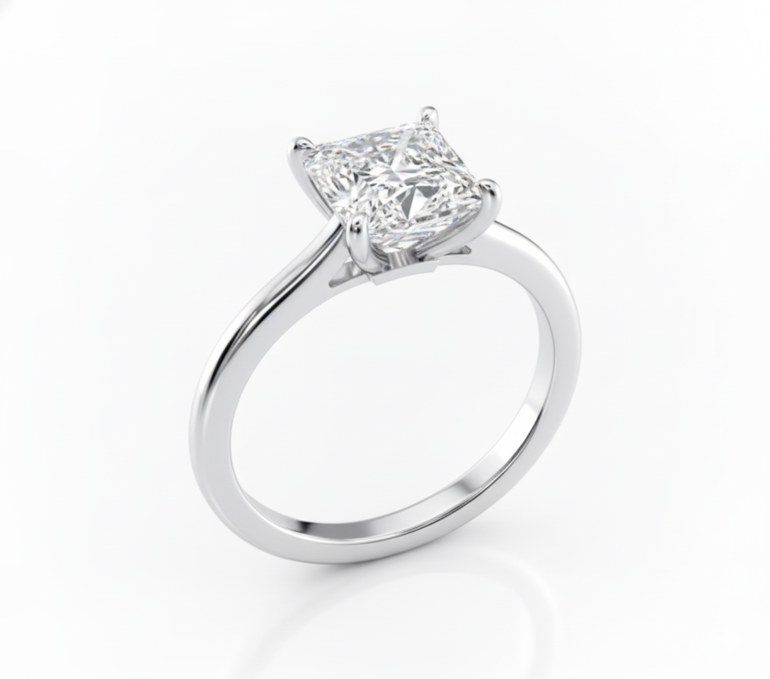 Princess Cut Moissanite Engagement Ring with Hidden Halo - Franc Laurent