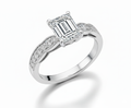 Princess Cut Moissanite Engagement Ring with Stone Set Shoulders and Milgrain Edge - Franc Laurent