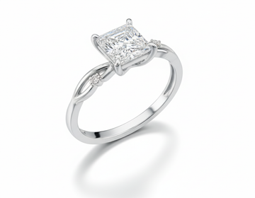 Princess Cut Moissanite Engagement Ring with Twig Band Design - Franc Laurent